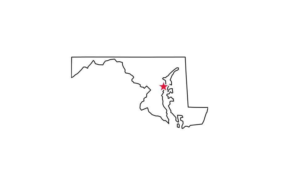 Map of Maryland locating Annapolis
