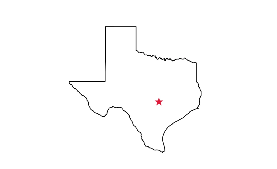 Map of Texas locating Austin