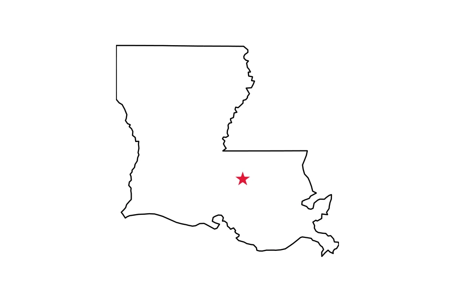 Map of Louisiana locating Baton Rouge