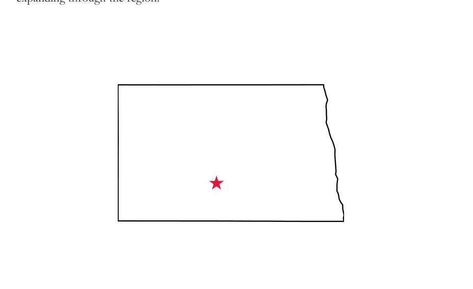 Map of North Dakota locating Bismarck