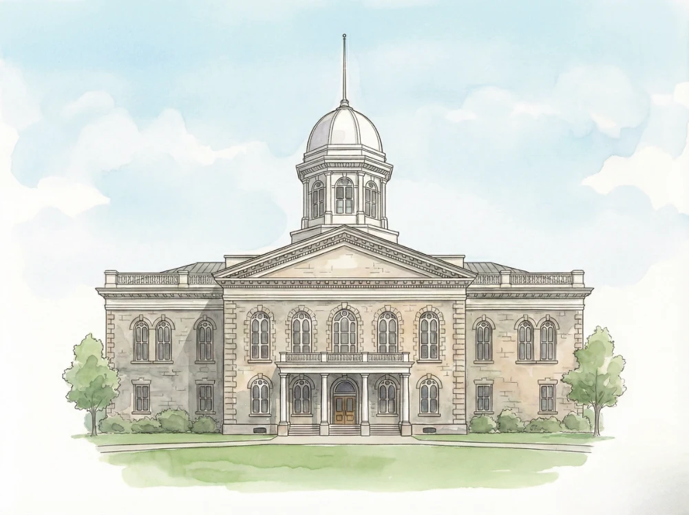 Watercolor illustration of the Nevada State Capitol in Carson City