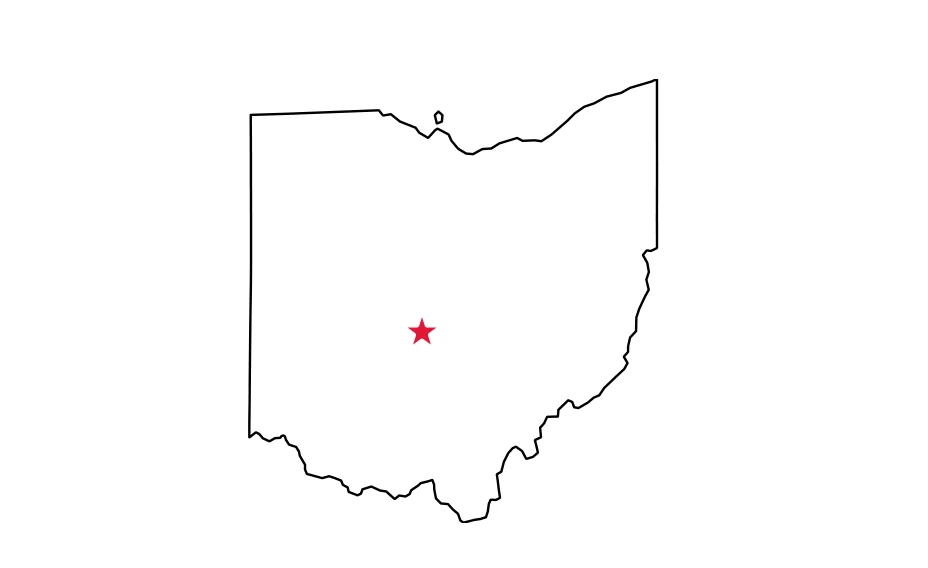 Map of Ohio locating Columbus
