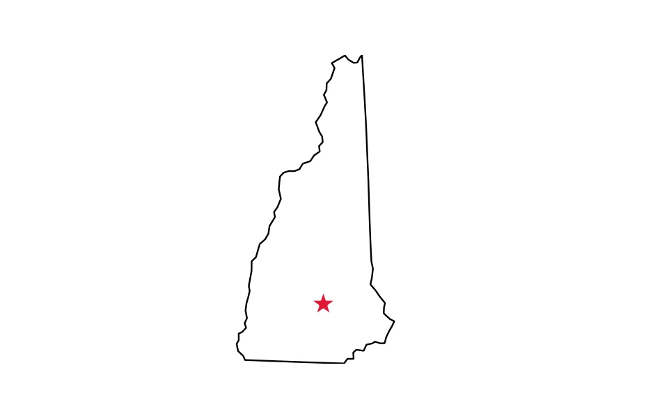 Map of New Hampshire locating Concord