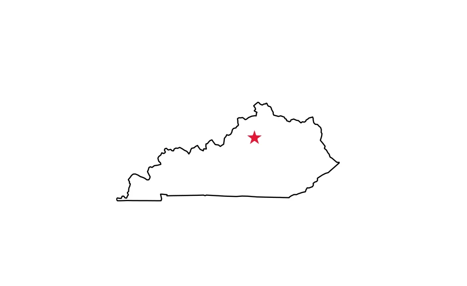 Map of Kentucky locating Frankfort