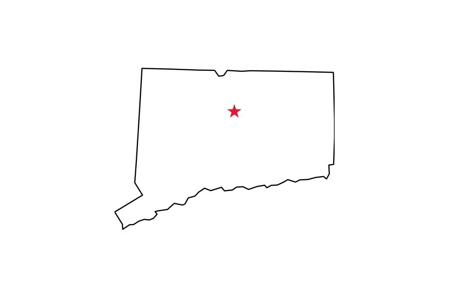 Map of Connecticut locating Hartford