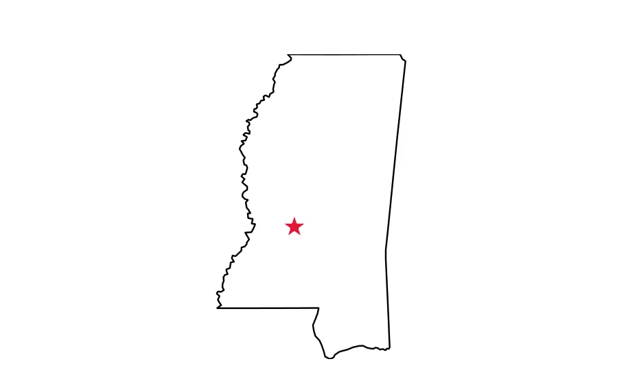 Map of Mississippi locating Jackson
