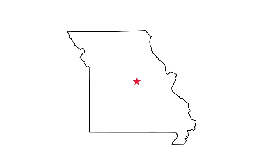 Map of Missouri locating Jefferson City