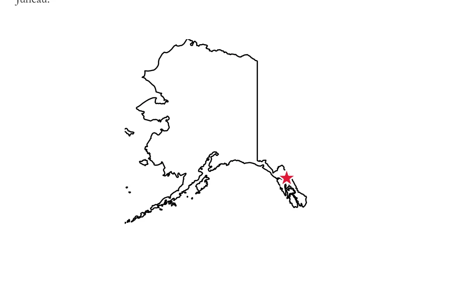Map of Alaska locating Juneau