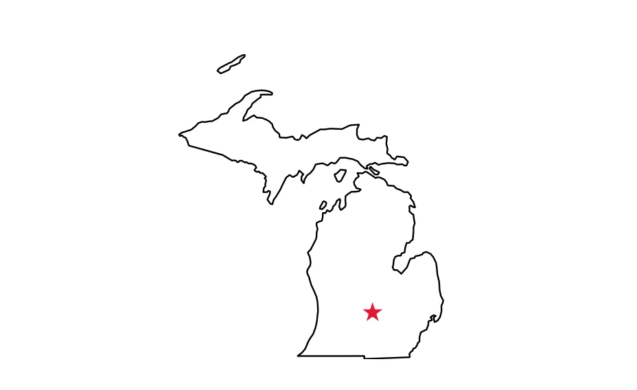 Map of Michigan locating Lansing