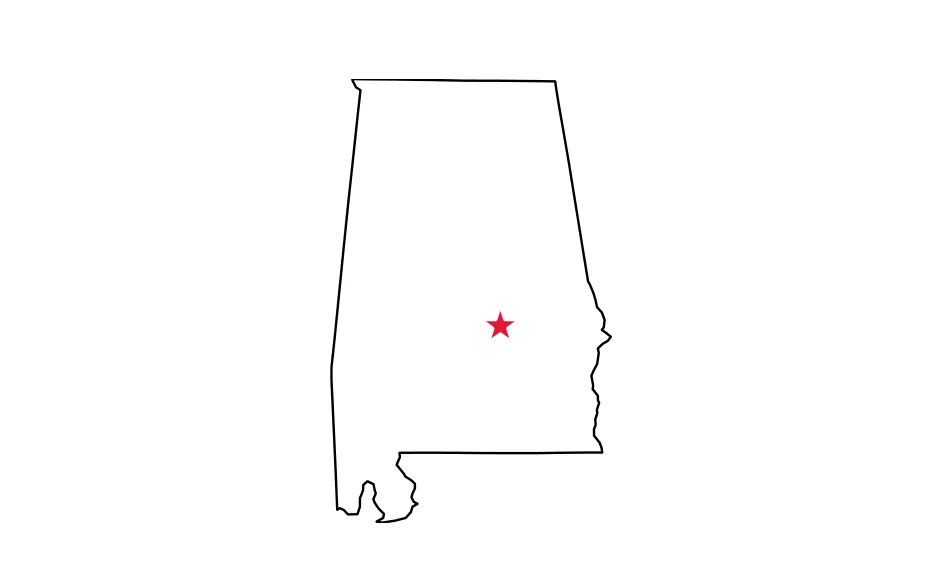 Map of Alabama locating Montgomery
