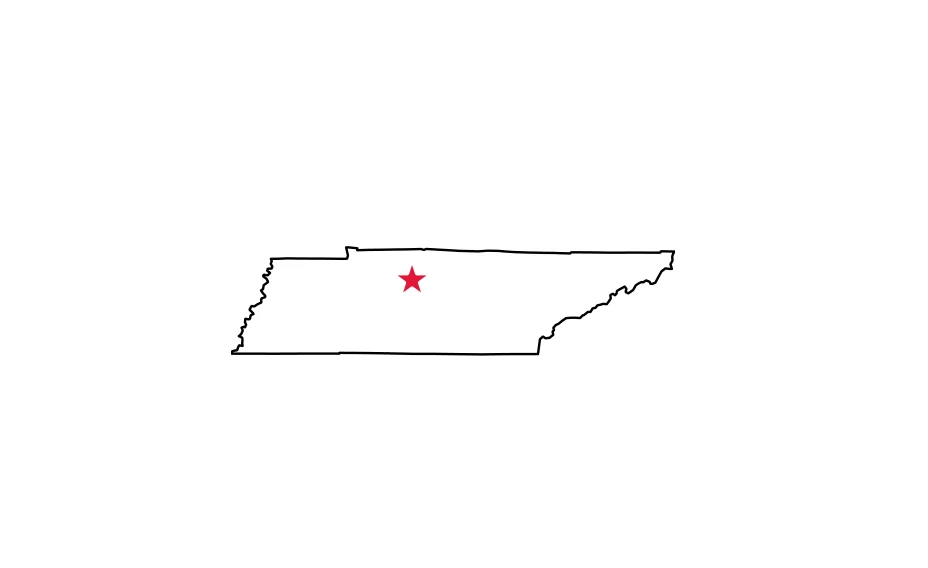 Map of Tennessee locating Nashville