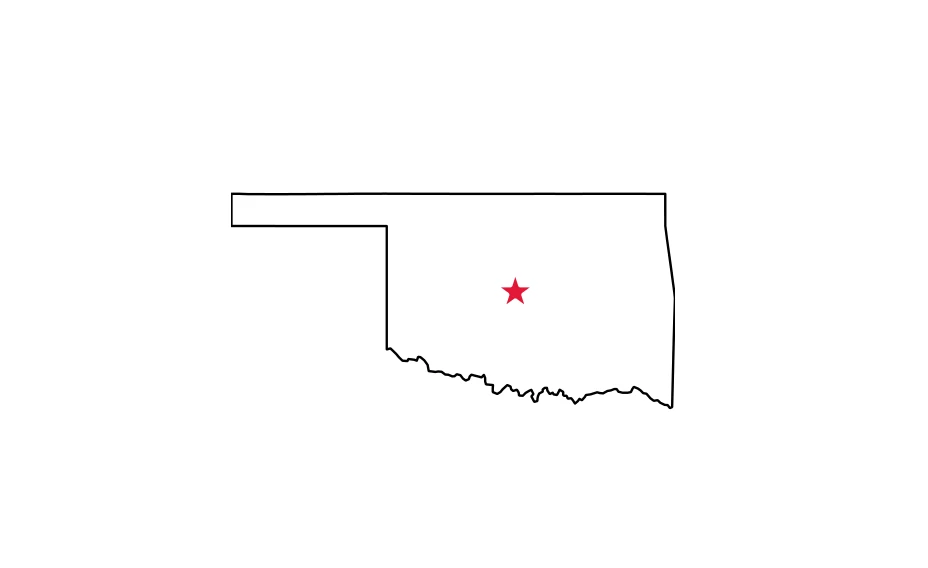 Map of Oklahoma locating Oklahoma City