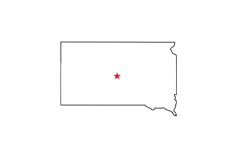 Map of South Dakota locating Pierre