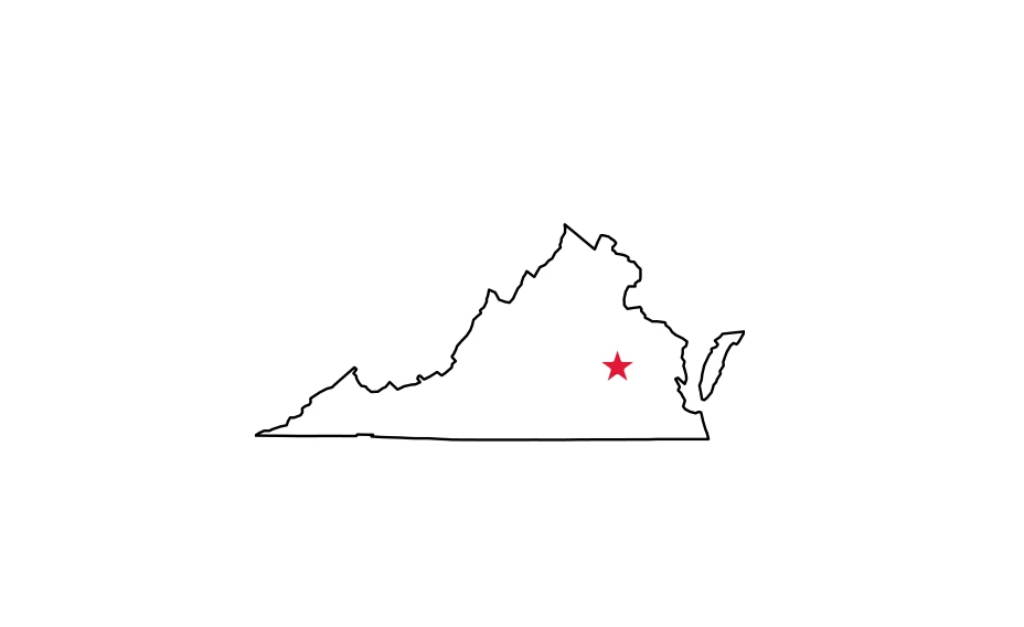 Map of Virginia locating Richmond