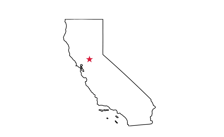 Map of California locating Sacramento