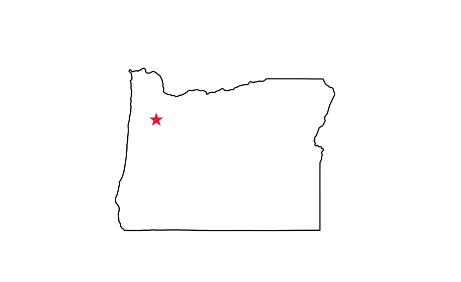 Map of Oregon locating Salem