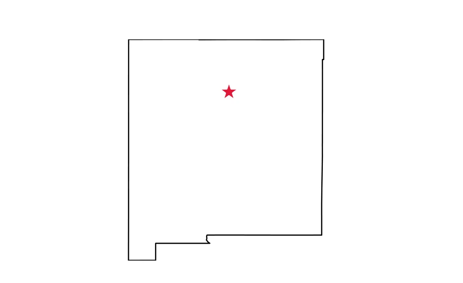 Map of New Mexico locating Santa Fe