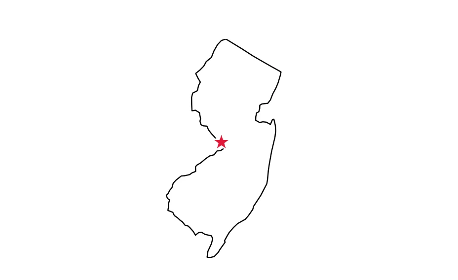 Map of New Jersey locating Trenton
